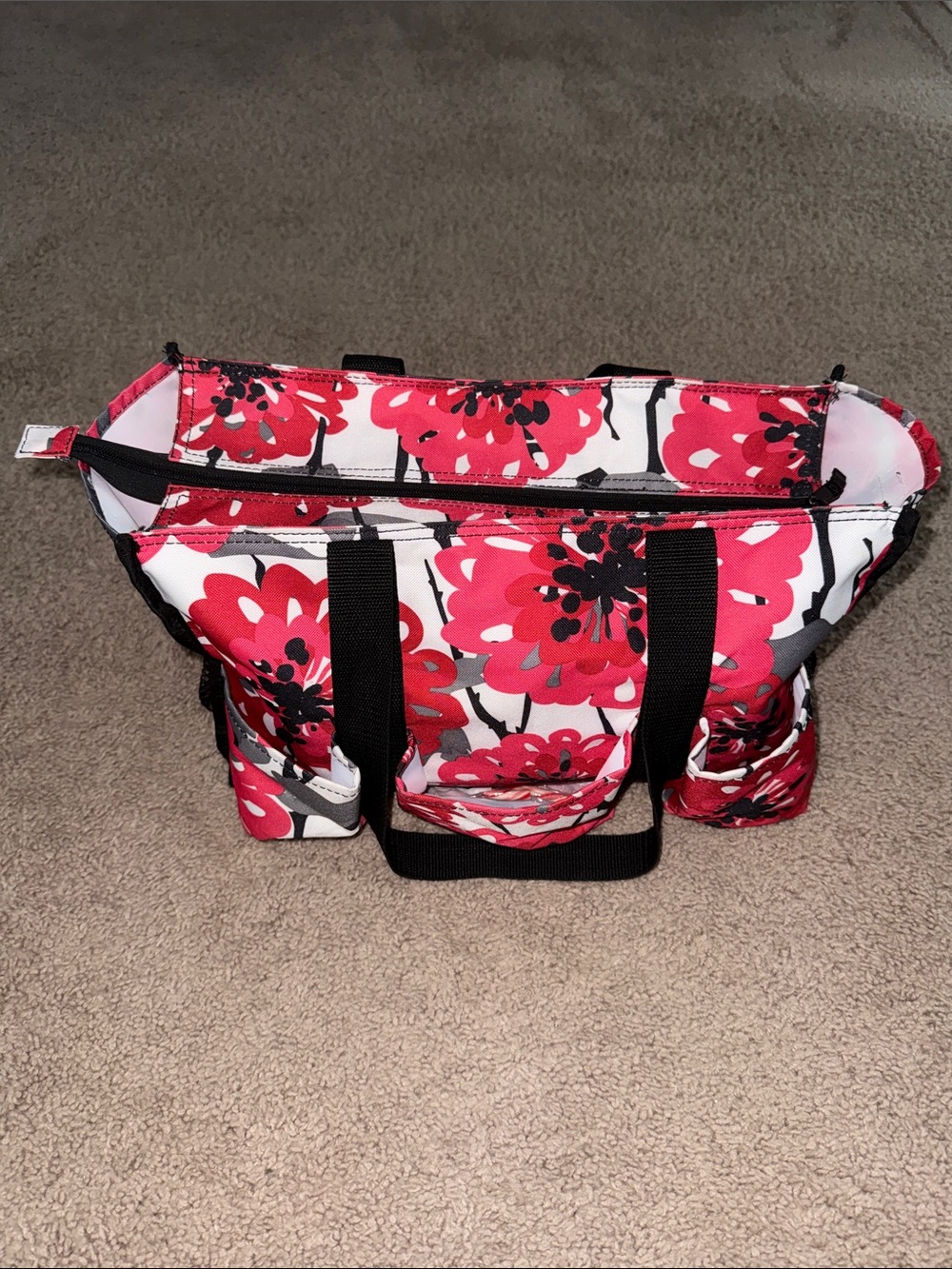 thirty-one Pink, Black and White Floral Utility Tote